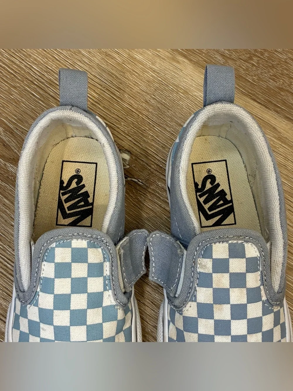 Vans Toddler Classic Slip-On V Shoes Dusty Blue Checkerboard US 8 EU 24.5 14cm